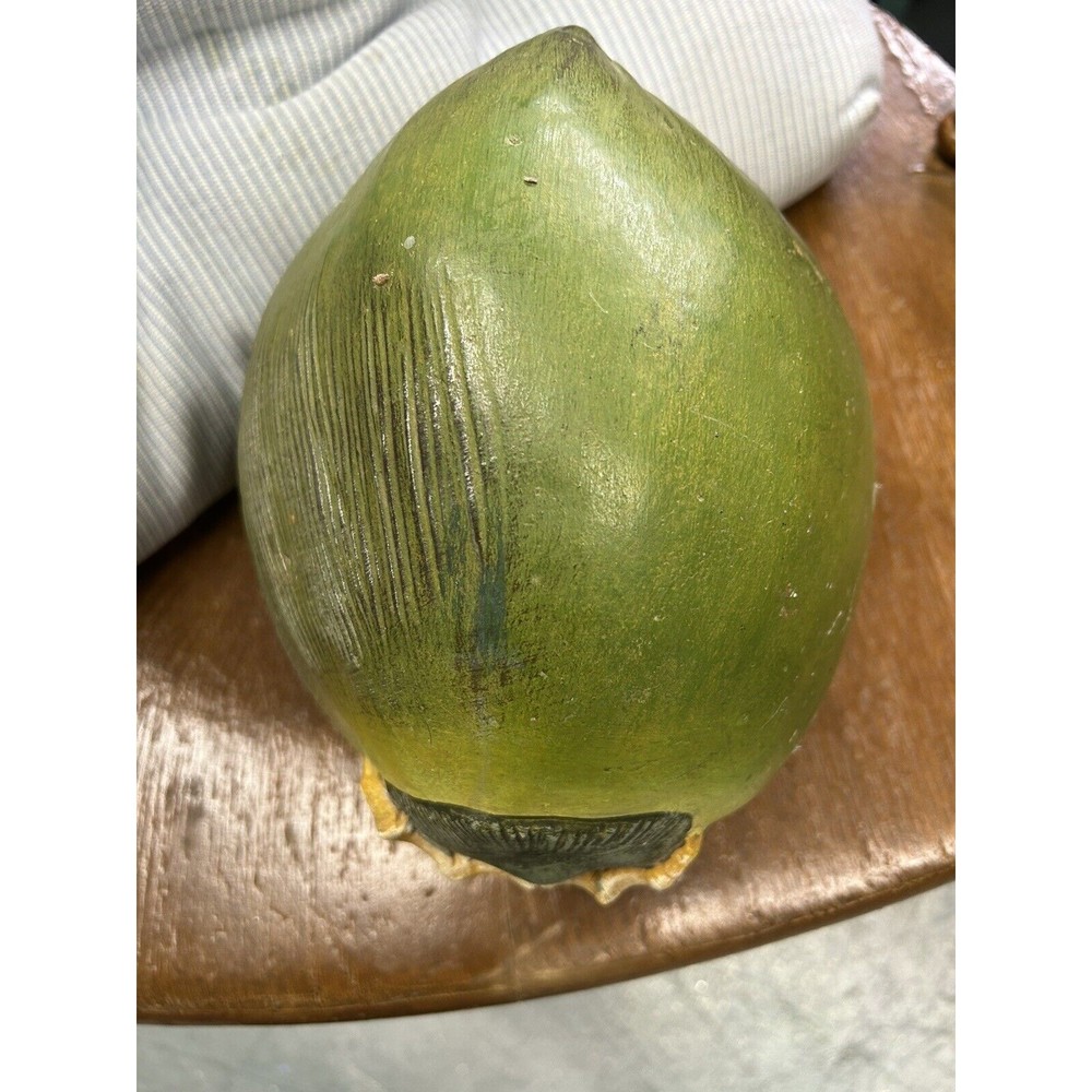 Vintage Ceramic Alabaster Green Coconut Life Size Real Look Glass Porcelain RARE